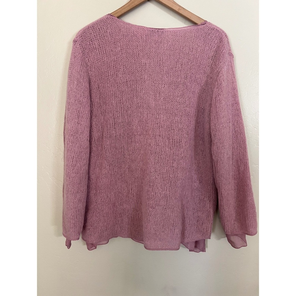 Soft Surroundings Pastel Pink Knit Cardigan Button Front Sheer Underlay Medium - Picture 5 of 5